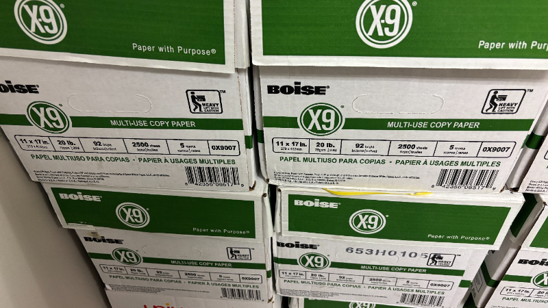 9 Boxes of 11" x 17" Boise X-9 Printer Paper in New Condition