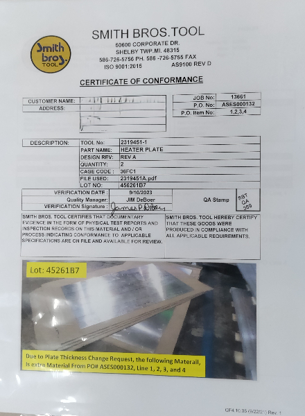 TVAC Sun Shield Plate